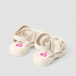 Sandália Bebê Molekinha Detalhe Tachas Off White