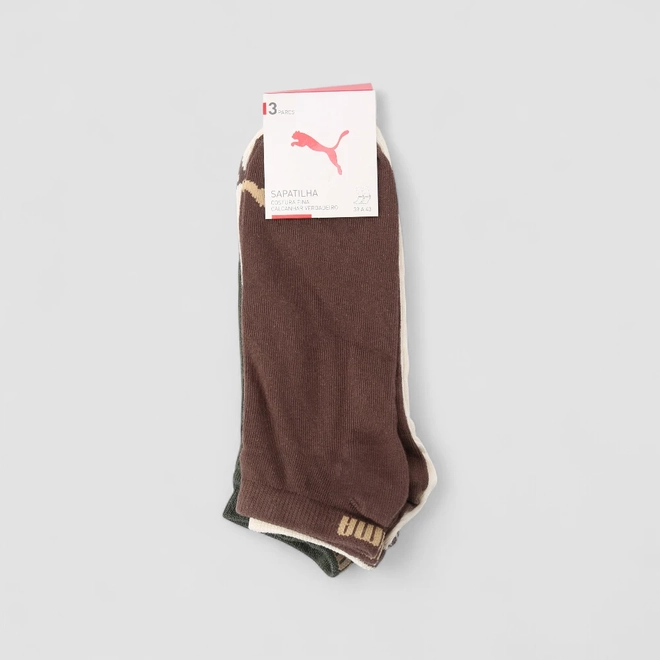 Kit Meia Sapatilha Masculina Puma 3 Pares 39-43 Multicolor
