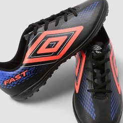 Chuteira Masculina Umbro Fast Preto & Laranja