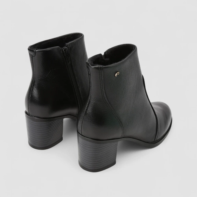 Ankle Boot Feminina Pegada Original Couro Salto Bloco Preto
