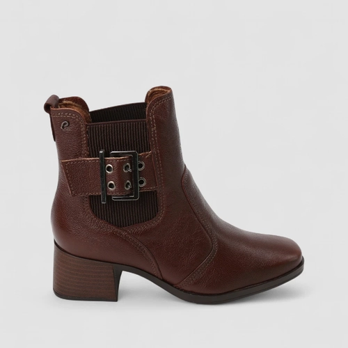 Bota Chelsea Pegada Soft Touch Original Couro Cano Curto Fivela Marrom