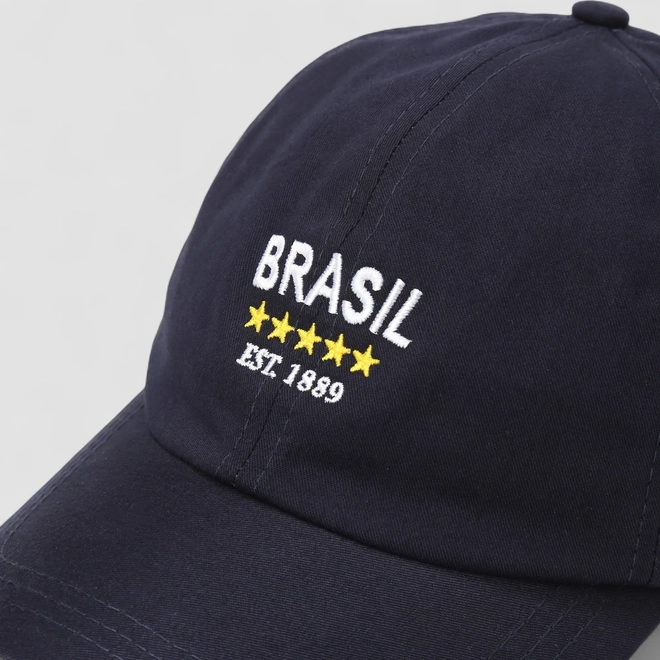 Boné STZ Aba Curva Bordado Brasil Marinho