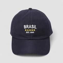 Boné STZ Aba Curva Bordado Brasil Marinho