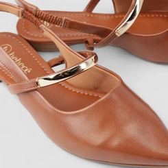 Sapatilha Slingback Feminino Bebecê Boneca Enfeite Metálico Marrom