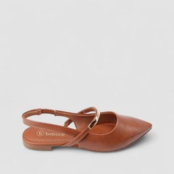 Sapatilha Slingback Feminino Bebecê Boneca Enfeite Metálico Marrom