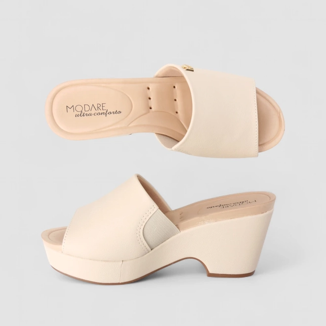 Tamanco Feminino Modare Ultraconforto Anabela Creme