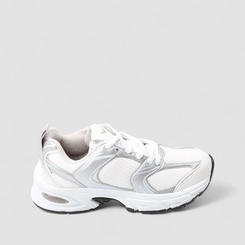 Tênis Esportivo Feminino Vertus Recortes Branco & Prata
