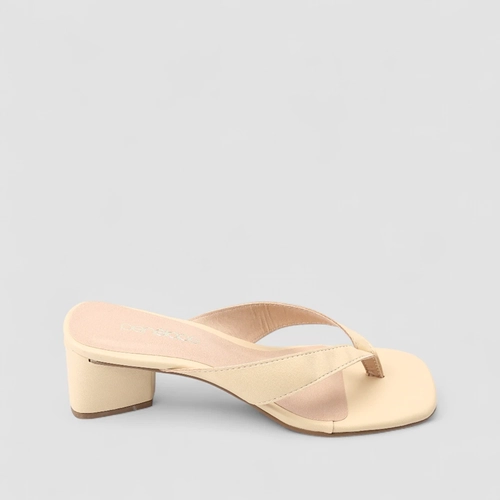 Tamanco Feminino Penélope Salto Bloco Creme