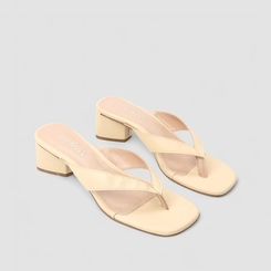 Tamanco Feminino Penélope Salto Bloco Creme