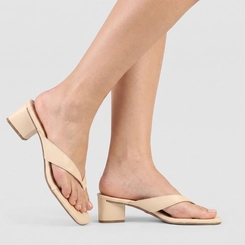 Tamanco Feminino Penélope Salto Bloco Creme
