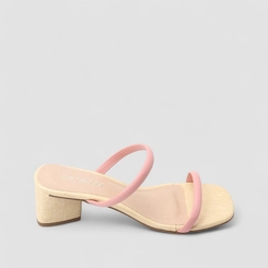 Tamanco Feminino Penélope Textura Palha Tiras Rosa