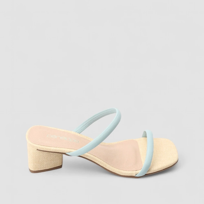 Tamanco Feminino Penélope Textura Palha Tiras Azul