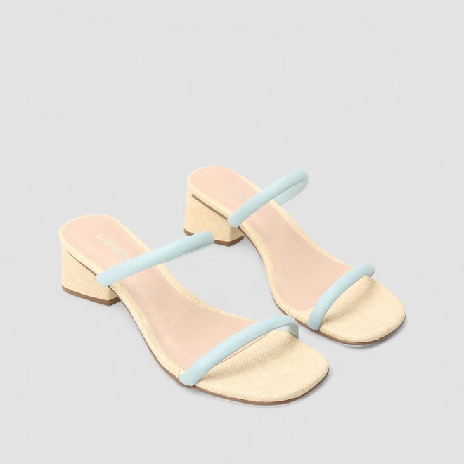 Tamanco Feminino Penélope Textura Palha Tiras Azul