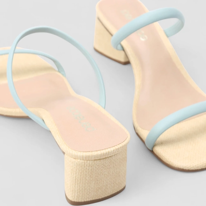 Tamanco Feminino Penélope Textura Palha Tiras Azul