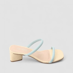 Tamanco Feminino Penélope Textura Palha Tiras Azul