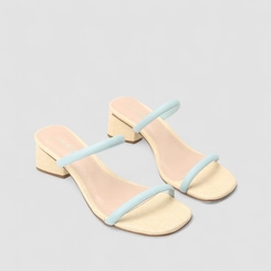 Tamanco Feminino Penélope Textura Palha Tiras Azul