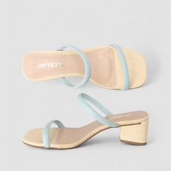 Tamanco Feminino Penélope Textura Palha Tiras Azul