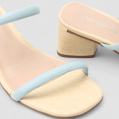 Tamanco Feminino Penélope Textura Palha Tiras Azul