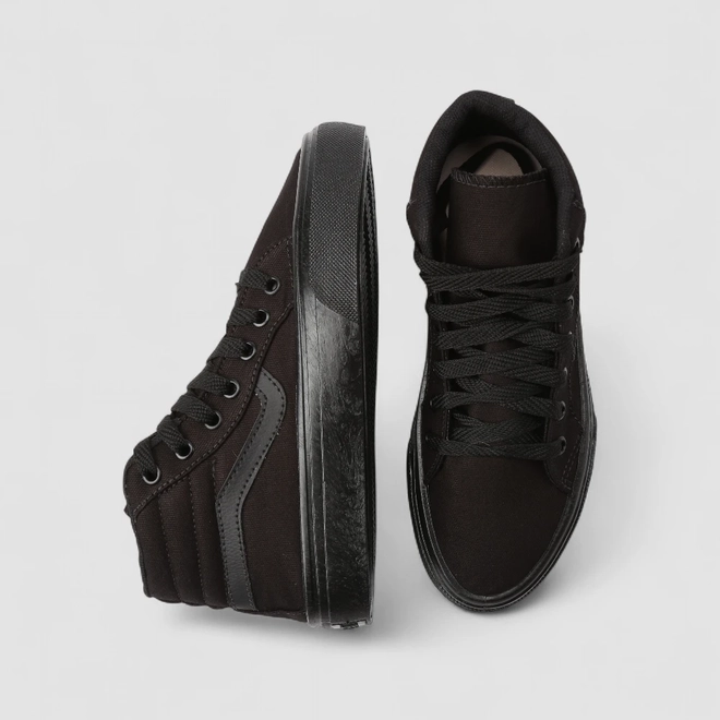 Tênis Casual Feminino Star Feet Cano Alto Preto