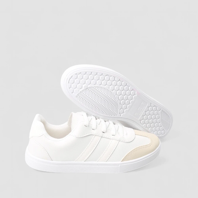 Tênis Casual Feminino Penélope Branco & Bege