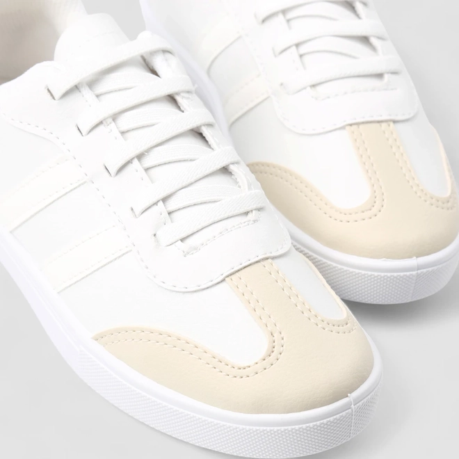 Tênis Casual Feminino Penélope Branco & Bege