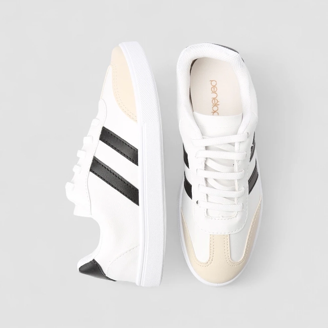 Tênis Casual Feminina Penélope Branco & Preto