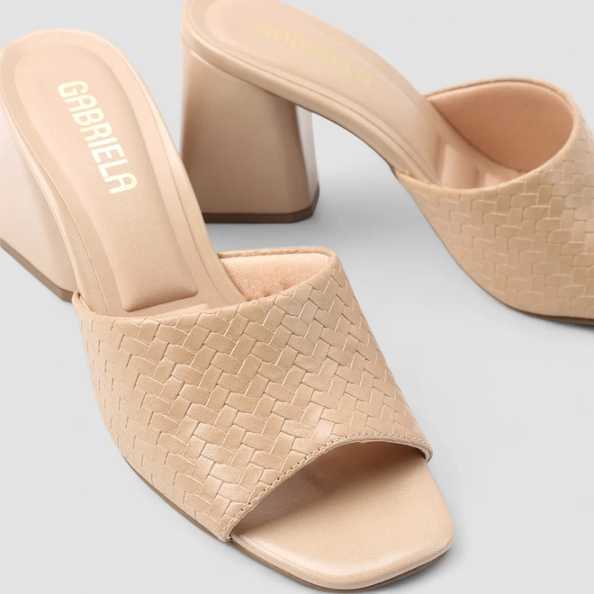 Tamanco Feminino Gabriela Textura Trançado Nude
