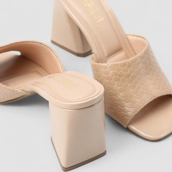 Tamanco Feminino Gabriela Textura Trançado Nude