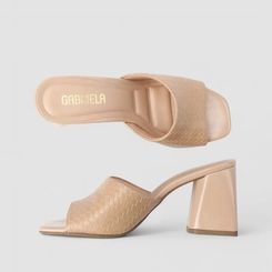 Tamanco Feminino Gabriela Textura Trançado Nude