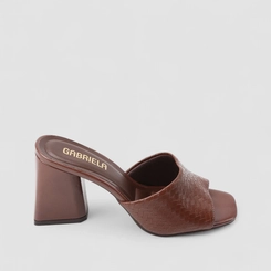 Tamanco Feminino Gabriela Textura Trançado Marrom