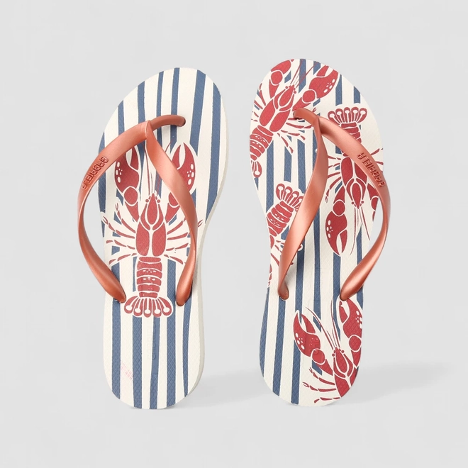 Chinelo Feminino Gabriela Lagosta Listrado Branco