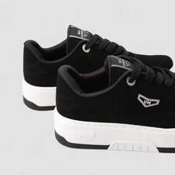Tênis Casual Feminino Via Marte Nobuck Detalhe Brilho Preto