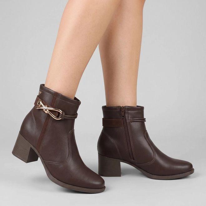 Ankle Boot Feminina Mississipi Fivela Marrom