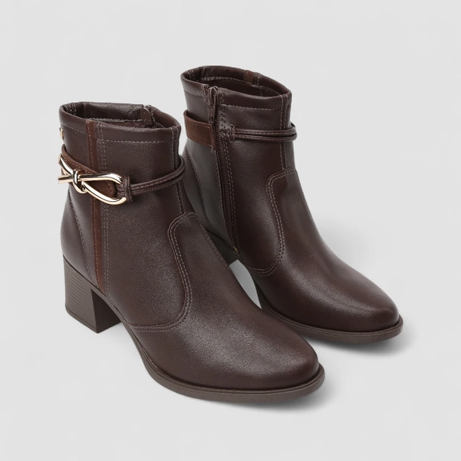 Ankle Boot Feminina Mississipi Fivela Marrom