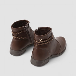 Ankle Boot Feminina Mississipi Tira Tressê Metalizada Marrom