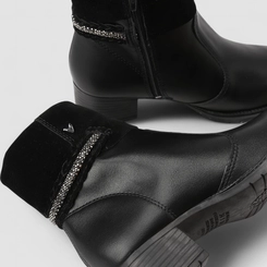 Ankle Boot Feminina Mississipi Camurça Tira Tressê & Strass Preta