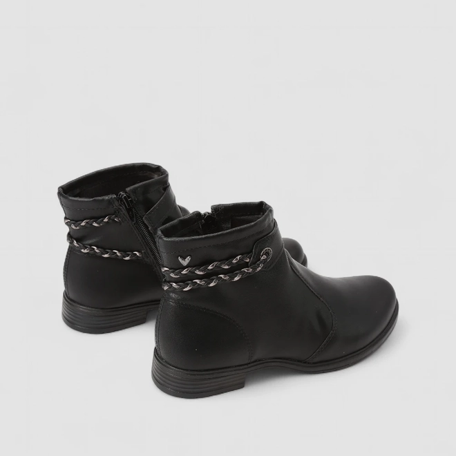 Ankle Boot Feminina Mississipi Tira Tressê Metalizada Preto