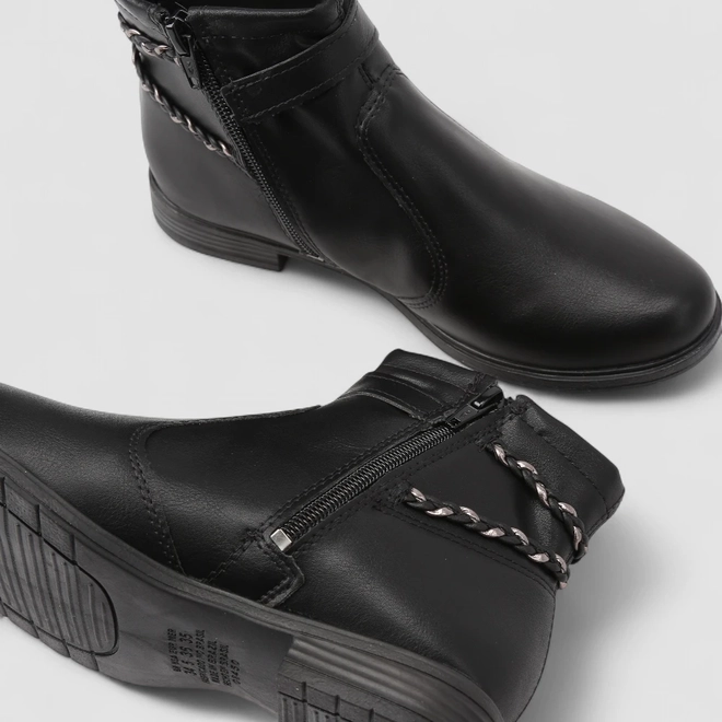 Ankle Boot Feminina Mississipi Tira Tressê Metalizada Preto