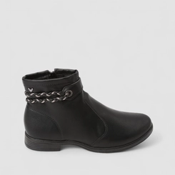 Ankle Boot Feminina Mississipi Tira Tressê Metalizada Preto