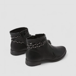 Ankle Boot Feminina Mississipi Tira Tressê Metalizada Preto