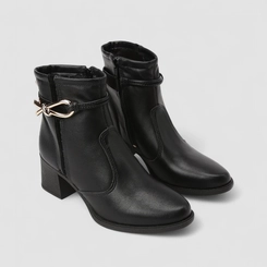 Ankle Boot Feminina Mississipi Laço Enfeite Metálico Preto