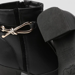 Ankle Boot Feminina Mississipi Laço Enfeite Metálico Preto