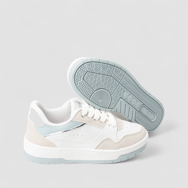 Tênis Casual Feminino Gabriela Recorte Camurça Branco