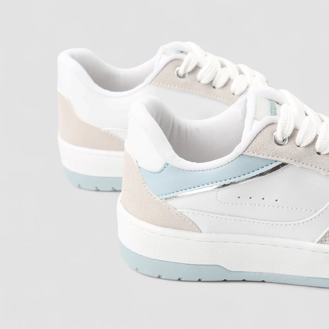 Tênis Casual Feminino Gabriela Recorte Camurça Branco