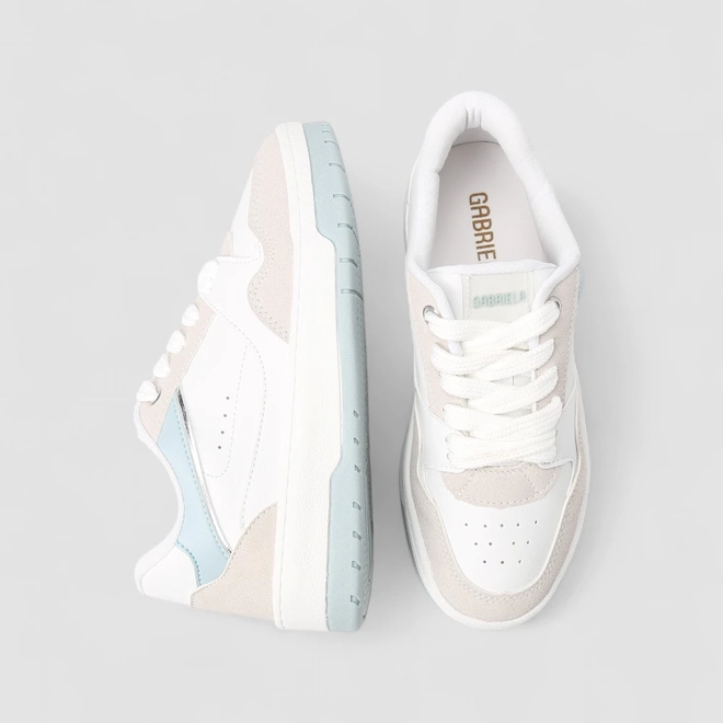 Tênis Casual Feminino Gabriela Recorte Camurça Branco