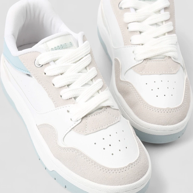 Tênis Casual Feminino Gabriela Recorte Camurça Branco