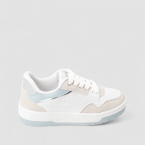 Tênis Casual Feminino Gabriela Recorte Camurça Branco