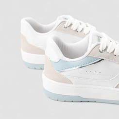 Tênis Casual Feminino Gabriela Recorte Camurça Branco