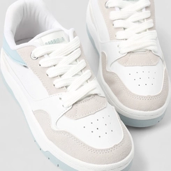 Tênis Casual Feminino Gabriela Recorte Camurça Branco