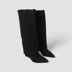 Bota Feminina Gabriela Cano Alto Camurça Detalhe Capa Preto